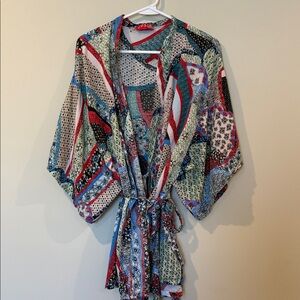 Natori Josie Colorful Patterned Kimono Robe Top Size Xl